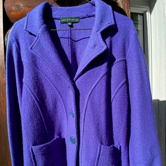 Harve Bernard Sweaters - Harve Bernard Cardigan Sweater Like Jacket BluPur w/Front Buttons& Pockets Large